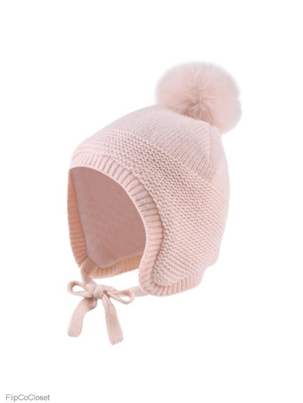 Kids Winter Beanie with Pom Pom and Earflaps Knit Hat